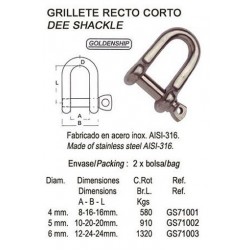GRILLETE RECTO CORTO 0 6...
