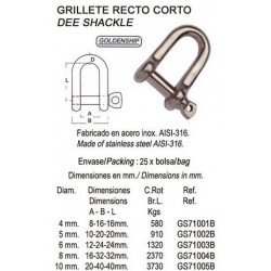 GRILLETE RECTO CORTO 0 10MM...