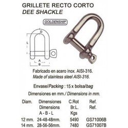 GRILLETE RECTO CORTO 0 12MM...