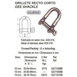 GRILLETE RECTO CORTO 0 16MM...
