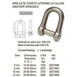 GRILLETE ALLEN INOX 8MM