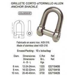 GRILLETE ALLEN INOX 10 MM...