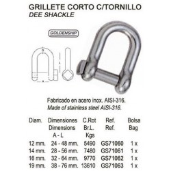GRILLETE CORTO C/TORNILLO 14MM