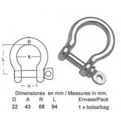 GRILLETE GALV. LIRA 22 MM.