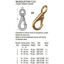 MOSQUETON BRONCE FIJO 73MM...