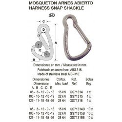 MOSQUETON ARNES ABIERTO 10MM.