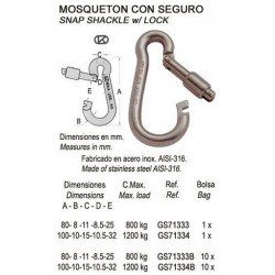 MOSQUETON EXT. 10MM.C/SEG.