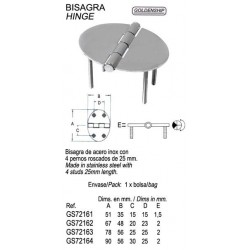 BISAGRA INOX 4 PERNOS 67X48